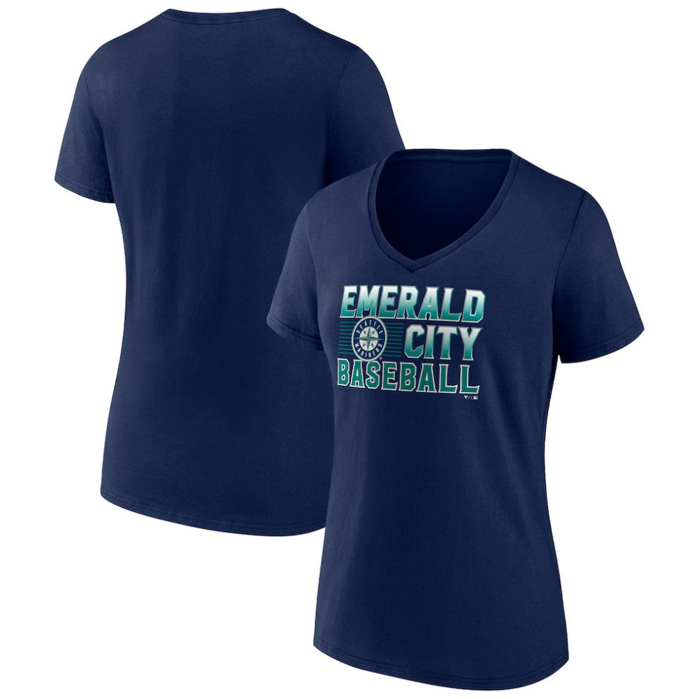 Seattle Mariners Women's Hometown Emerald Baseball V-Neck T-Shirt for sale