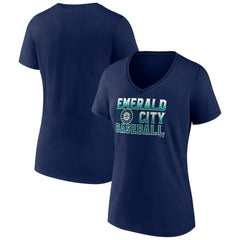 Seattle Mariners Women's Hometown Emerald Baseball V-Neck T-Shirt for sale