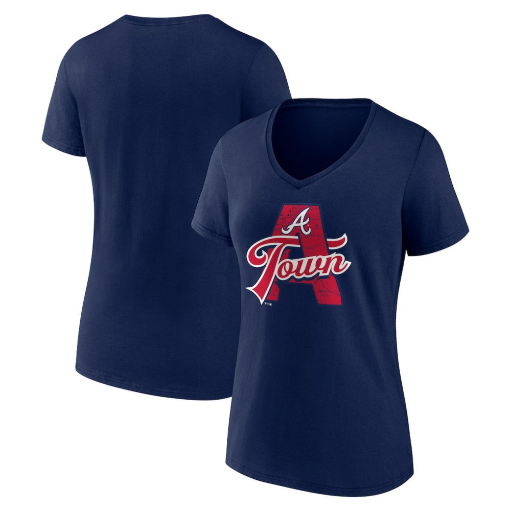 Atlanta Braves Women's Hometown A Town Map V-Neck T-Shirt Online