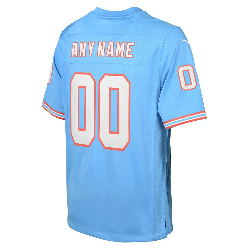 Tennessee Titans Youth Oilers Throwback Custom Game Jersey Light Blue - Nike
