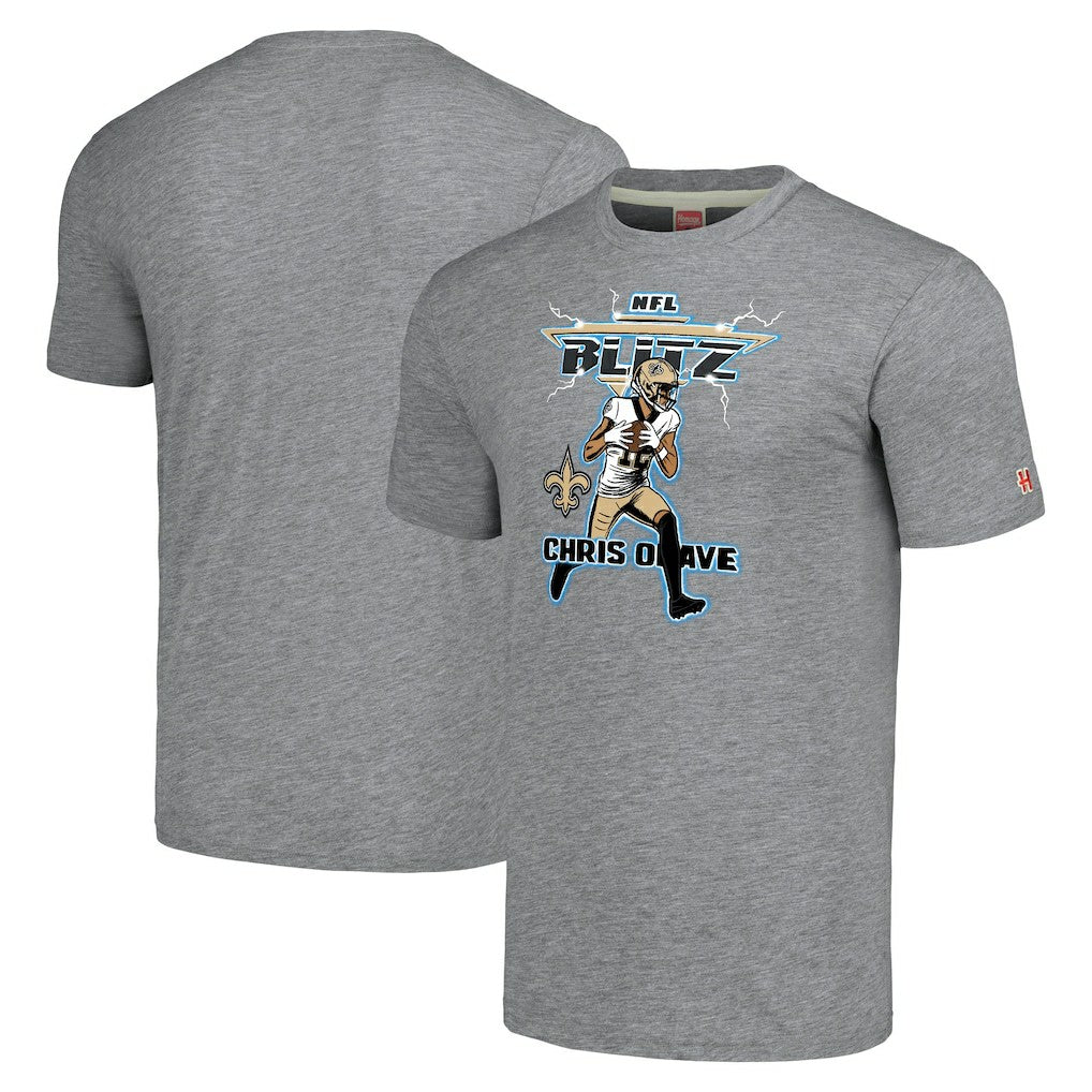 Chris Olave New Orleans Saints Homage Unisex NFL Blitz Player Tri-Blend T-Shirt Gray - NFL