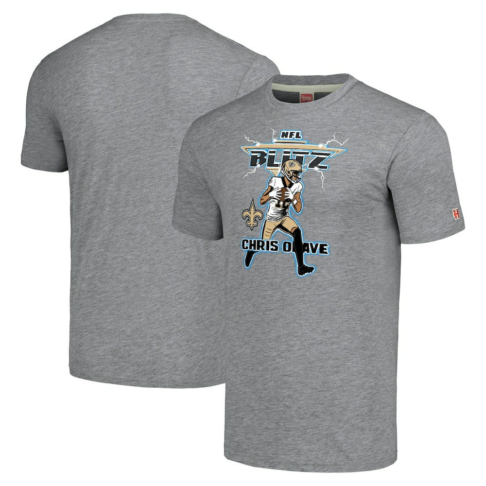 Chris Olave New Orleans Saints Homage Unisex NFL Blitz Player Tri-Blend T-Shirt Gray - NFL