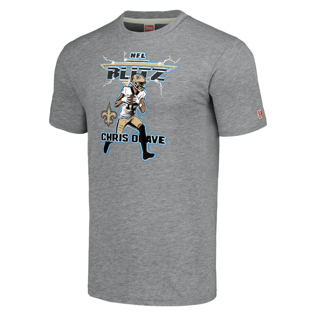 Chris Olave New Orleans Saints Homage Unisex NFL Blitz Player Tri-Blend T-Shirt Gray - NFL