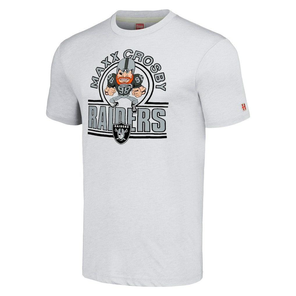 Maxx Crosby Las Vegas Raiders Homage Unisex Caricature Player Tri-Blend T-Shirt Ash - NFL
