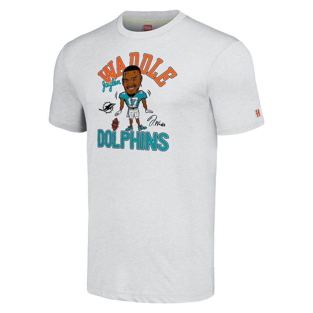 Jaylen Waddle Miami Dolphins Homage Unisex Caricature Player Tri-Blend T-Shirt Anthracite - NFL