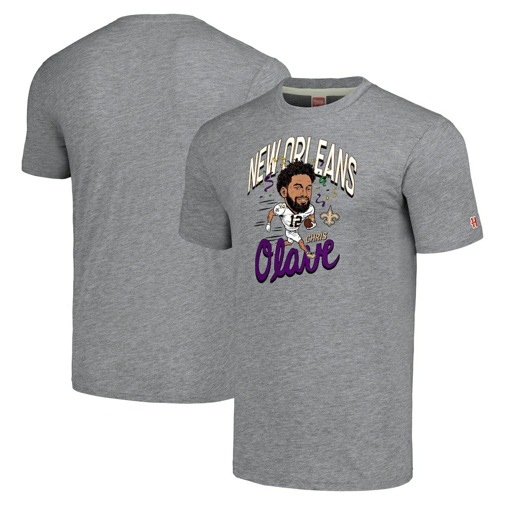 Chris Olave New Orleans Saints Homage Unisex Caricature Player Tri-Blend T-Shirt Gray - NFL