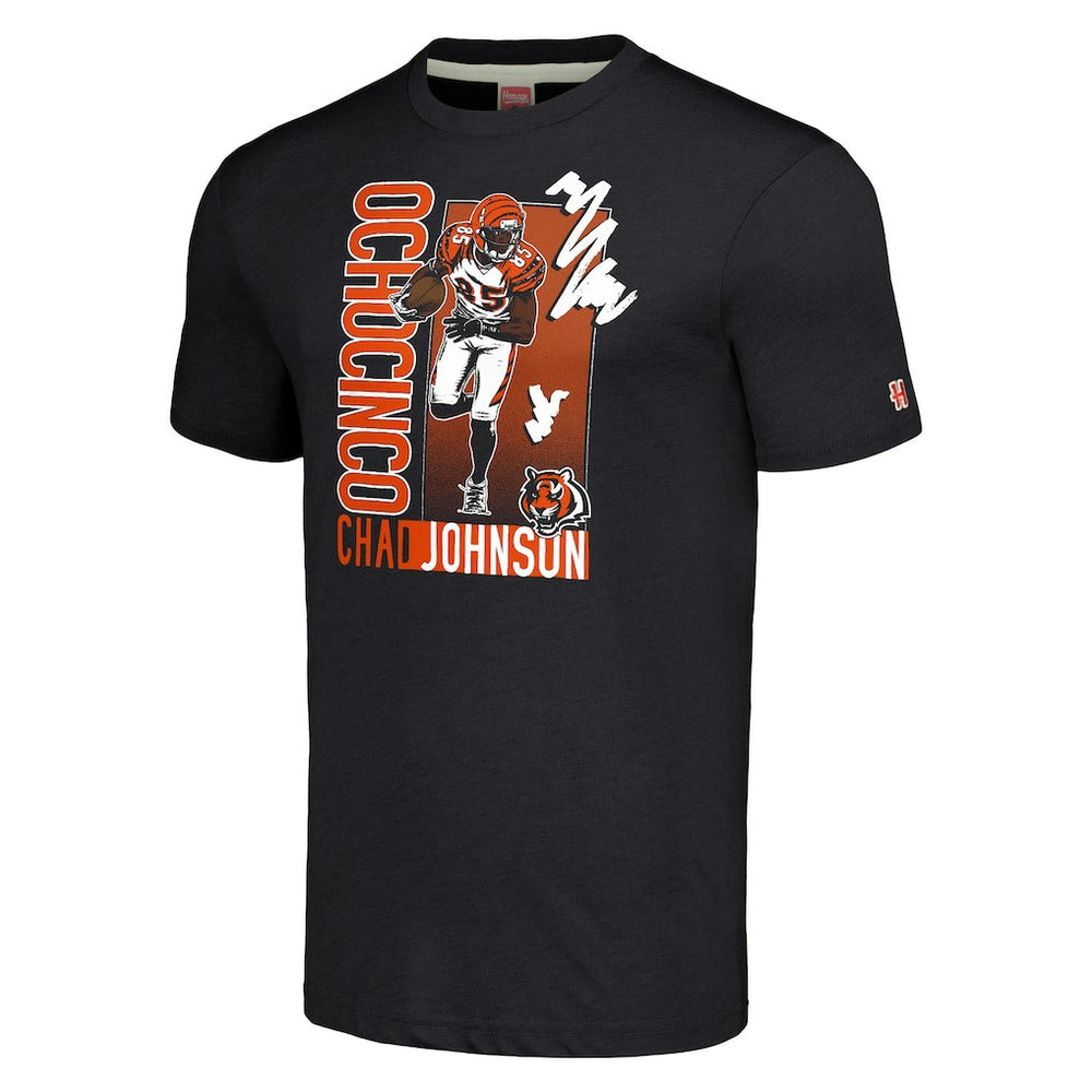 Chad Johnson Cincinnati Bengals Homage Unisex Caricature Retired Player Tri-Blend T-Shirt Charcoal - NFL