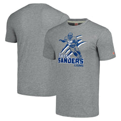Barry Sanders Detroit Lions Homage Unisex Caricature Retired Player Tri-Blend T-Shirt Gray - NFL