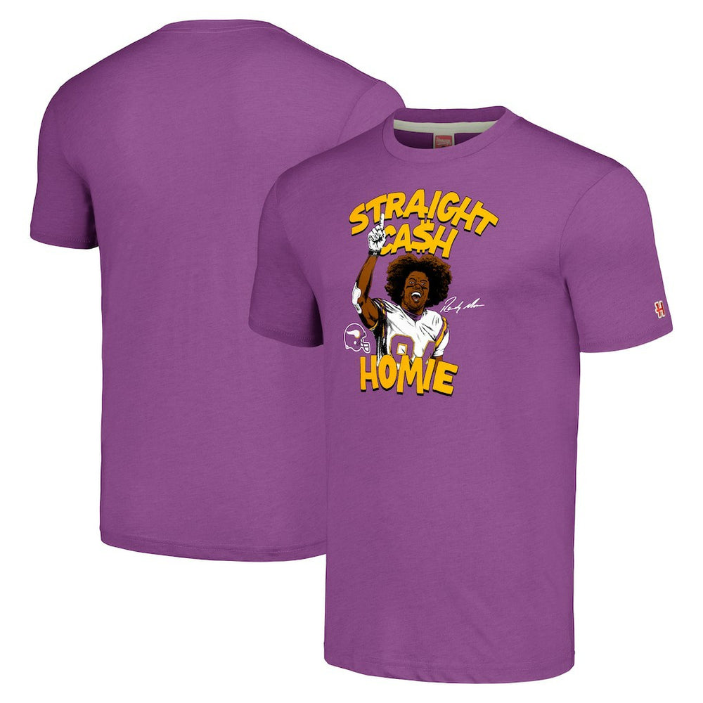 Randy Moss Minnesota Vikings Unisex Homage Caricature Retired Player Tri-Blend T-Shirt Heathered Purple - NFL