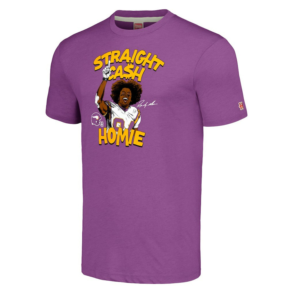 Randy Moss Minnesota Vikings Unisex Homage Caricature Retired Player Tri-Blend T-Shirt Heathered Purple - NFL