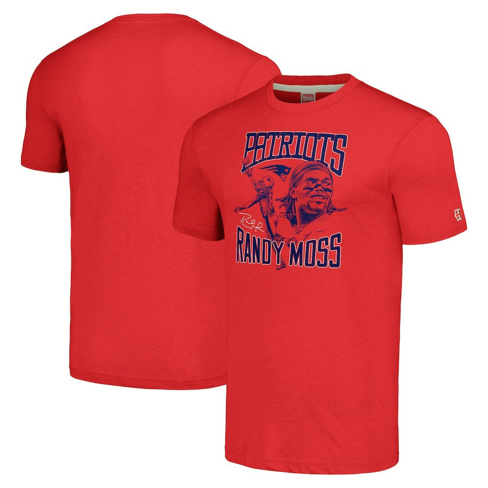 Randy Moss New England Patriots Homage Unisex Caricature Retired Player Tri-Blend T-Shirt Red - NFL