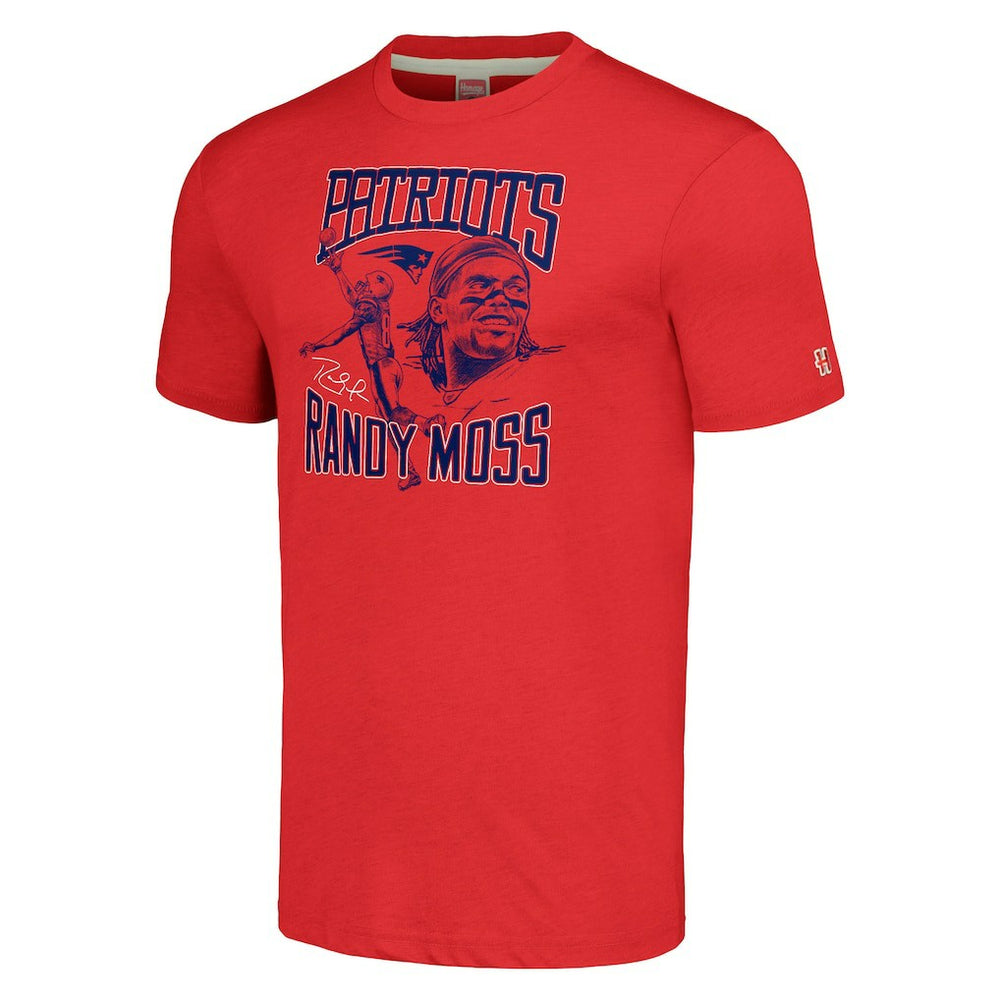 Randy Moss New England Patriots Homage Unisex Caricature Retired Player Tri-Blend T-Shirt Red - NFL