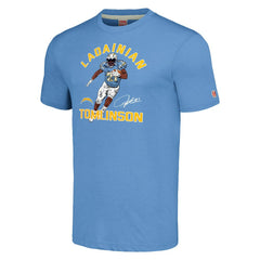 LaDainian Tomlinson Los Angeles Chargers Homage Unisex Unisex Caricature Retired Player Tri-Blend T-Shirt Powder Blue - NFL