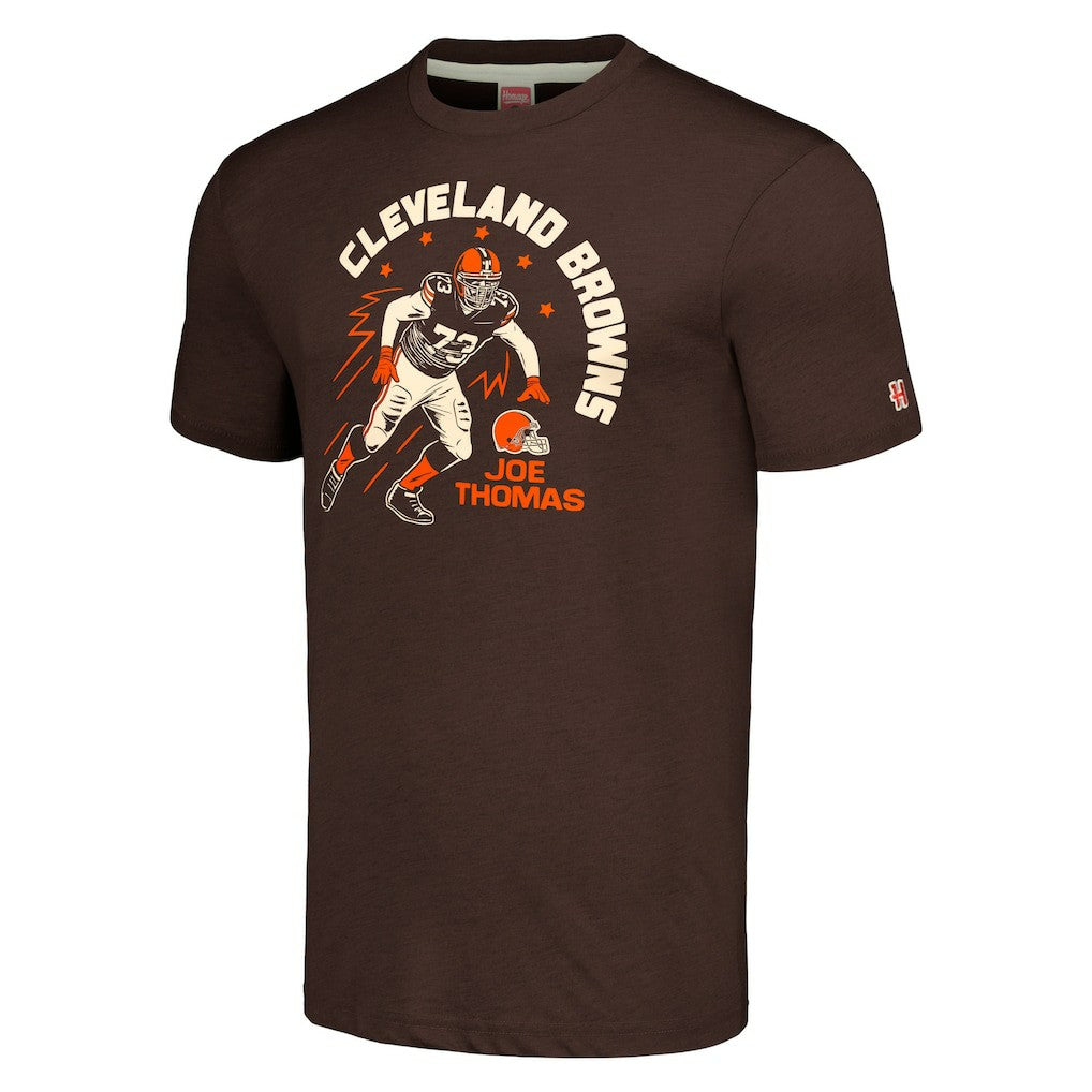Joe Thomas Cleveland Browns Homage Unisex Caricature Retired Player Tri-Blend T-Shirt Brown - NFL