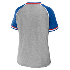 Buffalo Bills WEAR by Erin Andrews Women's Cropped Raglan Throwback V-Neck T-Shirt Heather Gray - NFL
