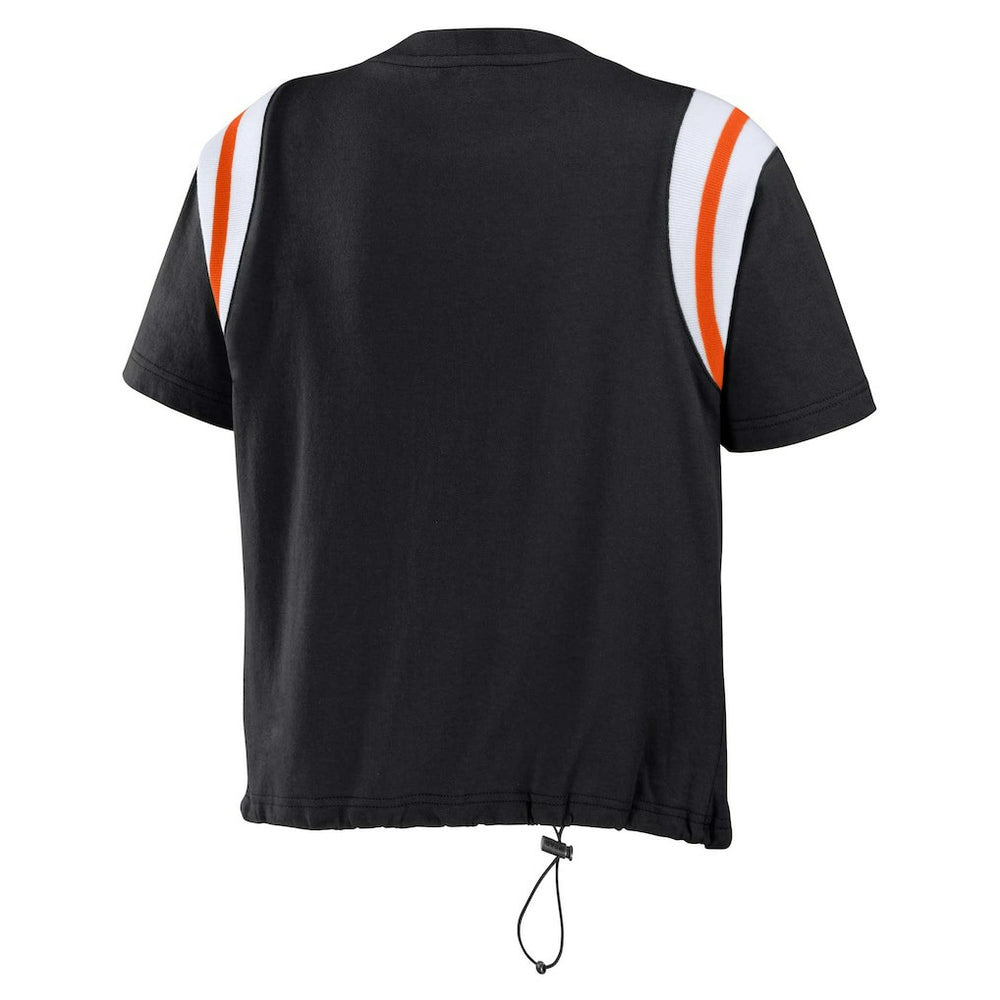 Cincinnati Bengals WEAR by Erin Andrews Women's Cinched Colorblock T-Shirt Black - NFL