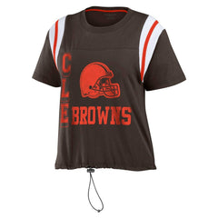 Cleveland Browns WEAR by Erin Andrews Women's Cinched Colorblock T-Shirt Brown - NFL