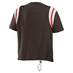 Cleveland Browns WEAR by Erin Andrews Women's Cinched Colorblock T-Shirt Brown - NFL