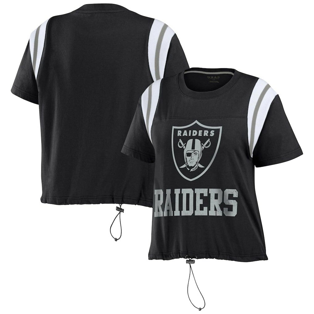 Las Vegas Raiders WEAR by Erin Andrews Women's Cinched Colorblock T-Shirt Black - NFL