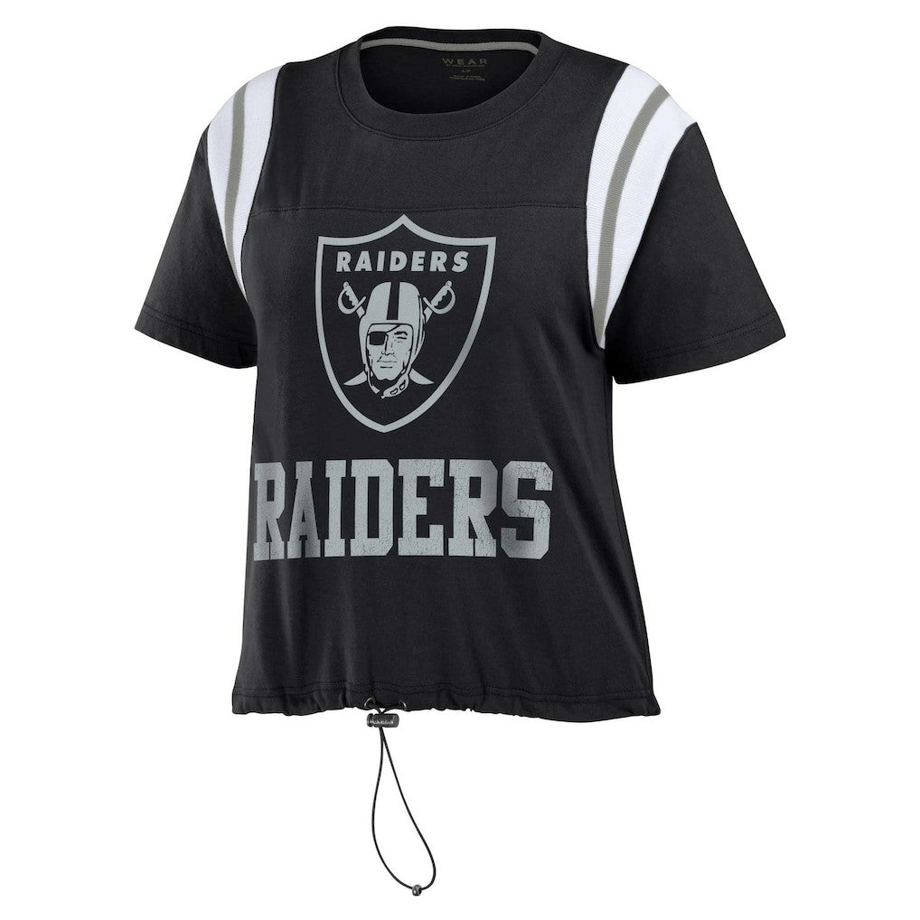 Las Vegas Raiders WEAR by Erin Andrews Women's Cinched Colorblock T-Shirt Black - NFL