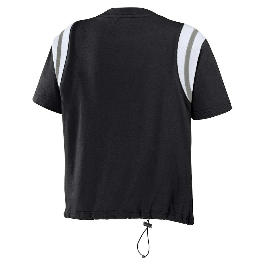 Las Vegas Raiders WEAR by Erin Andrews Women's Cinched Colorblock T-Shirt Black - NFL