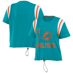 Miami Dolphins WEAR by Erin Andrews Women's Cinched Colorblock T-Shirt Aqua - NFL