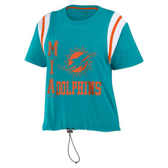 Miami Dolphins WEAR by Erin Andrews Women's Cinched Colorblock T-Shirt Aqua - NFL