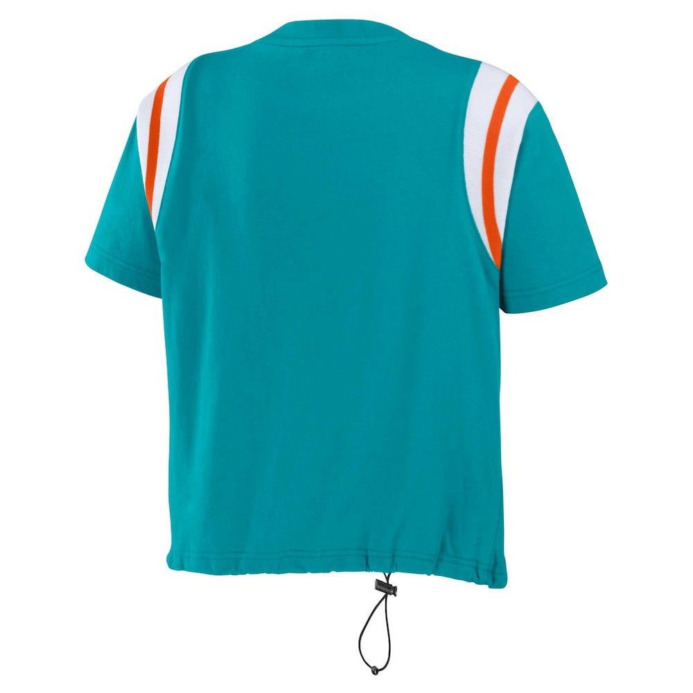 Miami Dolphins WEAR by Erin Andrews Women's Cinched Colorblock T-Shirt Aqua - NFL