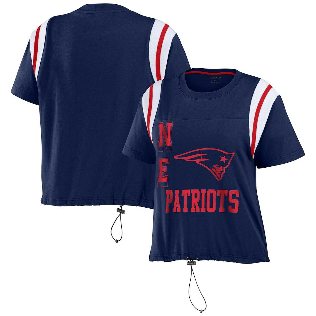 New England Patriots WEAR by Erin Andrews Women's Cinched Colorblock T-Shirt Navy - NFL