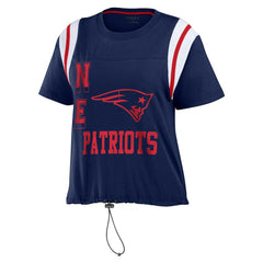 New England Patriots WEAR by Erin Andrews Women's Cinched Colorblock T-Shirt Navy - NFL