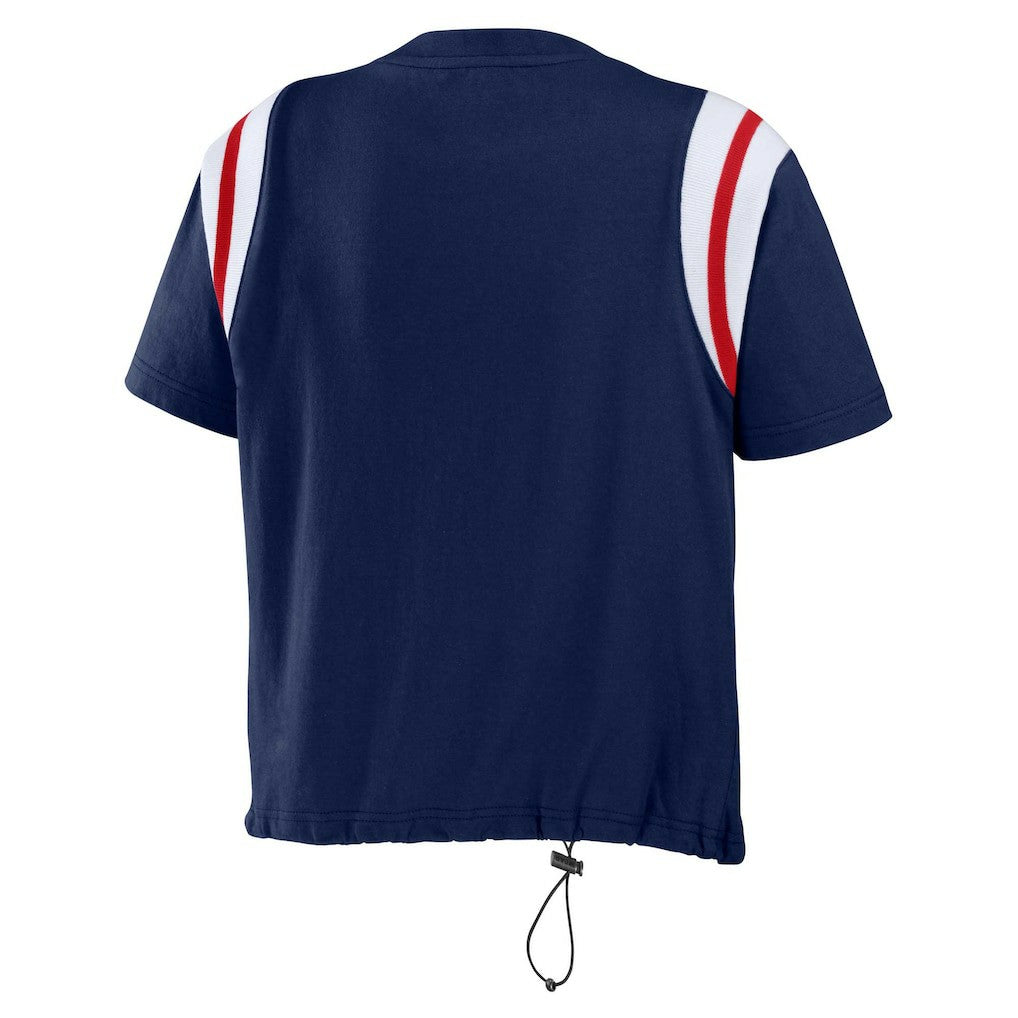 New England Patriots WEAR by Erin Andrews Women's Cinched Colorblock T-Shirt Navy - NFL