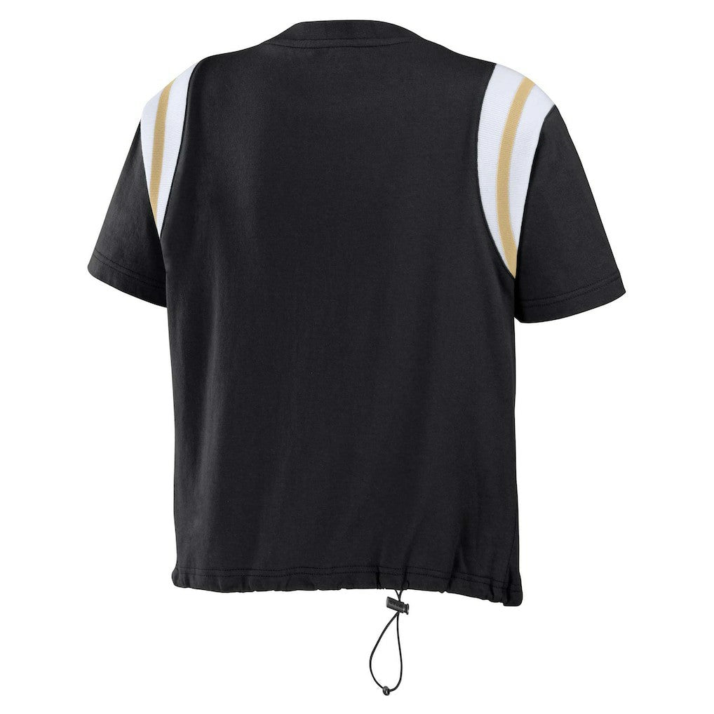New Orleans Saints WEAR by Erin Andrews Women's Cinched Colorblock T-Shirt Black - NFL