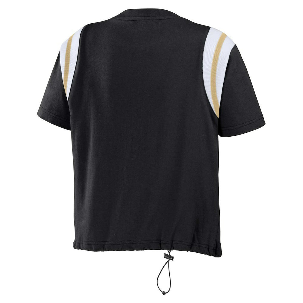 New Orleans Saints WEAR by Erin Andrews Women's Cinched Colorblock T-Shirt Black - NFL