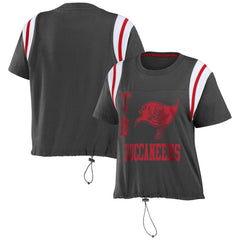 Tampa Bay Buccaneers WEAR by Erin Andrews Women's Cinched Colorblock T-Shirt Pewter - NFL