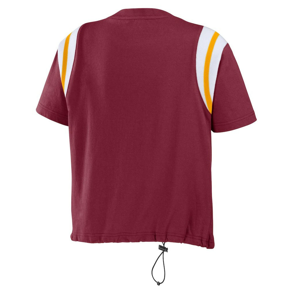 Washington Commanders WEAR by Erin Andrews Women's Cinched Colorblock T-Shirt Burgundy - NFL