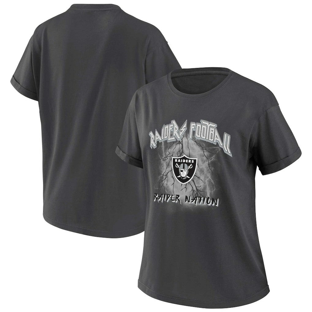 Las Vegas Raiders WEAR by Erin Andrews Women's Boyfriend T-Shirt Charcoal - NFL