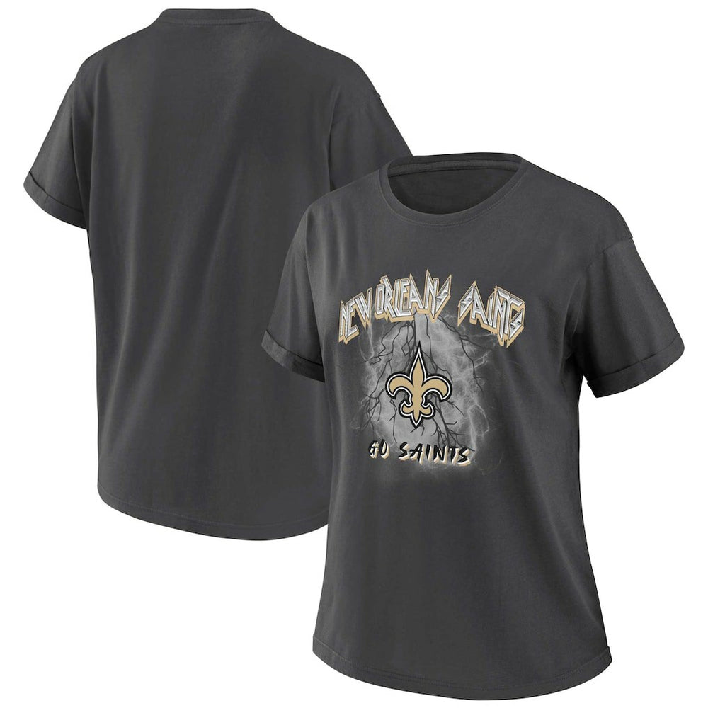 New Orleans Saints WEAR by Erin Andrews Women's Boyfriend T-Shirt Charcoal - NFL