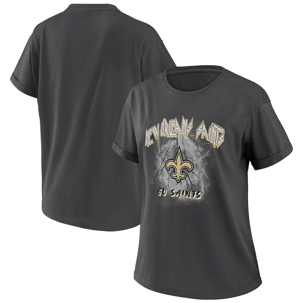 New Orleans Saints WEAR by Erin Andrews Women's Boyfriend T-Shirt Charcoal - NFL