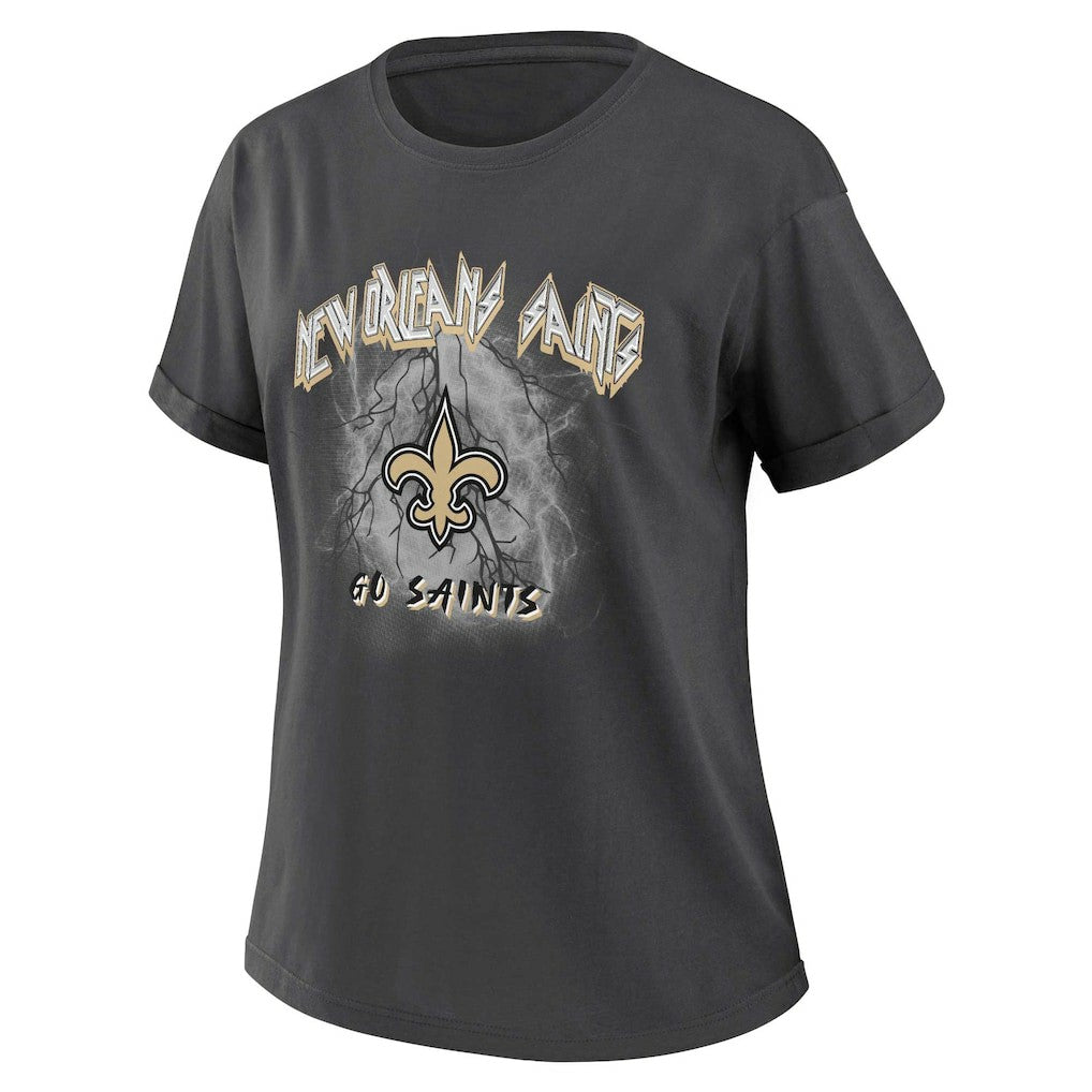 New Orleans Saints WEAR by Erin Andrews Women's Boyfriend T-Shirt Charcoal - NFL
