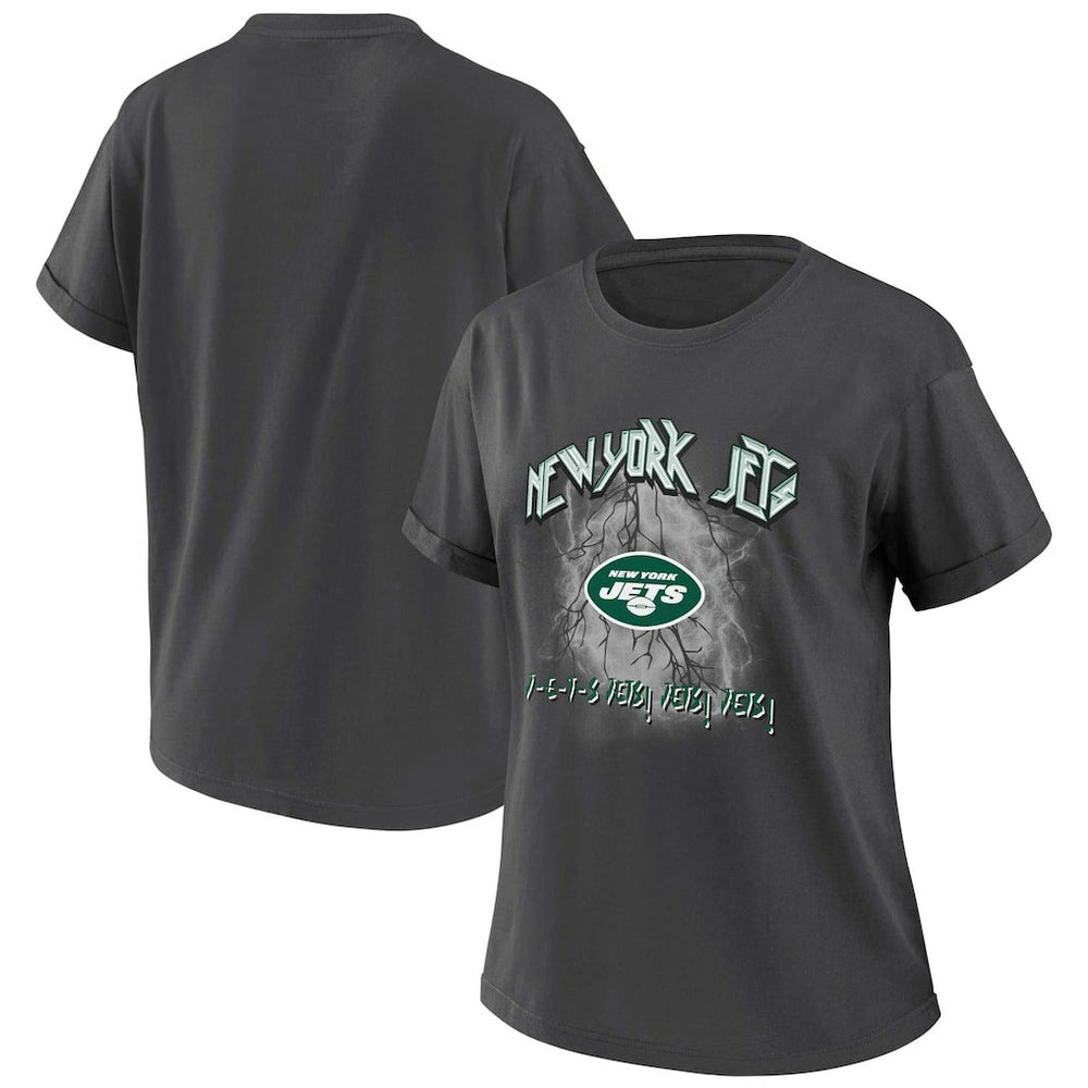 New York Jets WEAR by Erin Andrews Women's Boyfriend T-Shirt Charcoal - NFL