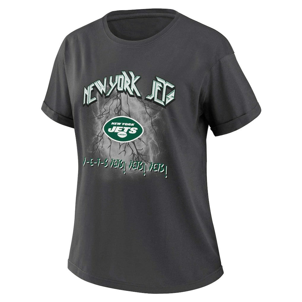 New York Jets WEAR by Erin Andrews Women's Boyfriend T-Shirt Charcoal - NFL
