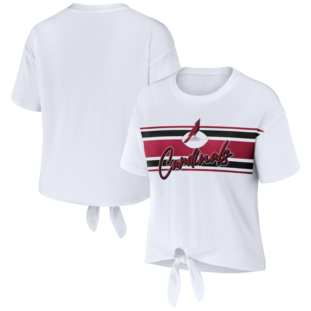 Arizona Cardinals WEAR by Erin Andrews Women's Front Tie Retro T-Shirt White - NFL