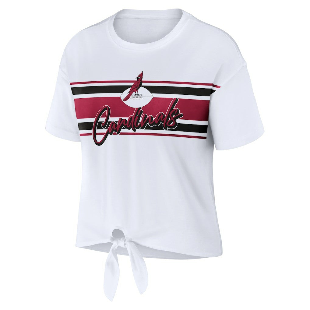 Arizona Cardinals WEAR by Erin Andrews Women's Front Tie Retro T-Shirt White - NFL