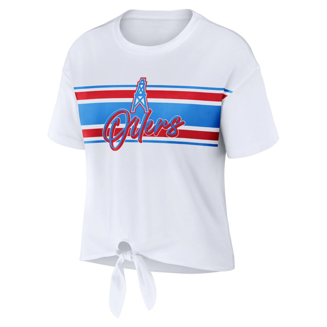 Tennessee Titans WEAR by Erin Andrews Women's Front Tie Retro T-Shirt White - NFL