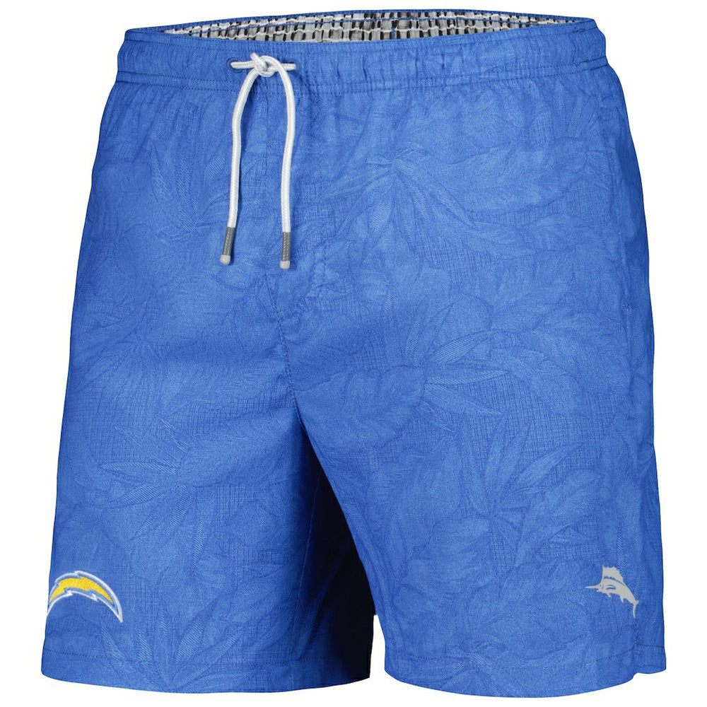 Los Angeles Chargers Naples Layered Leaves Swim Shorts Powder Blue - Tommy Bahama