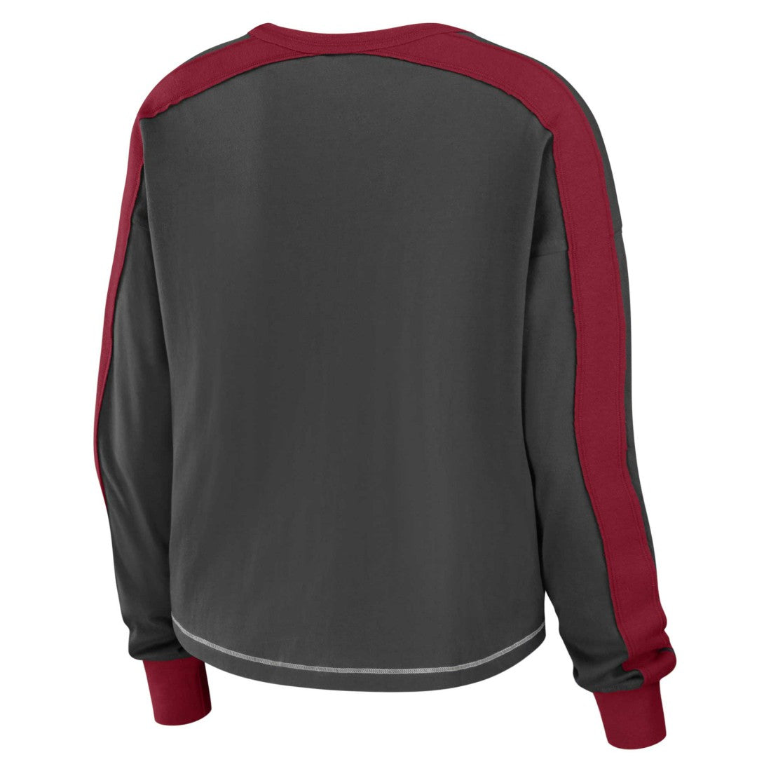 Tampa Bay Buccaneers WEAR by Erin Andrews Women's Color Block Modest Crop Long Sleeve T-Shirt Pewter/Red - NFL