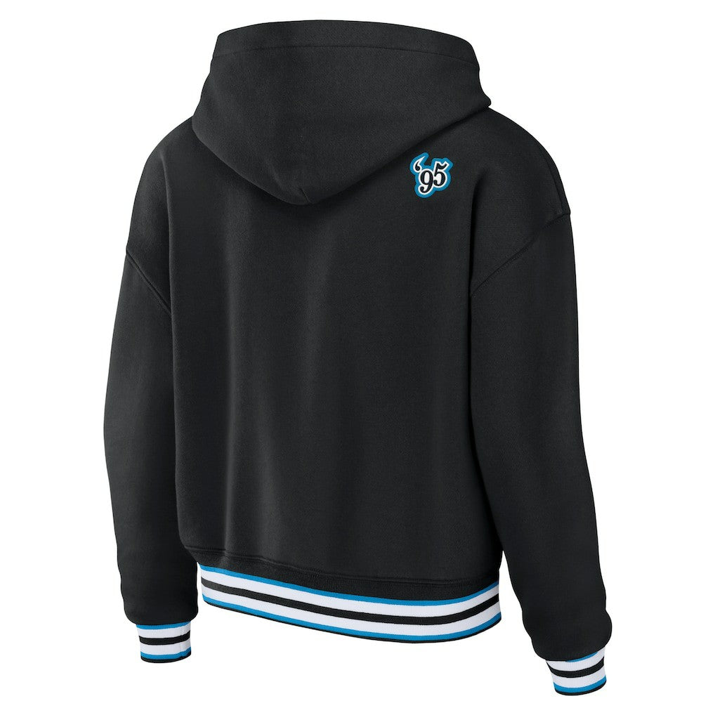 Carolina Panthers WEAR by Erin Andrews Women's Lace-Up Pullover Hoodie Black - NFL