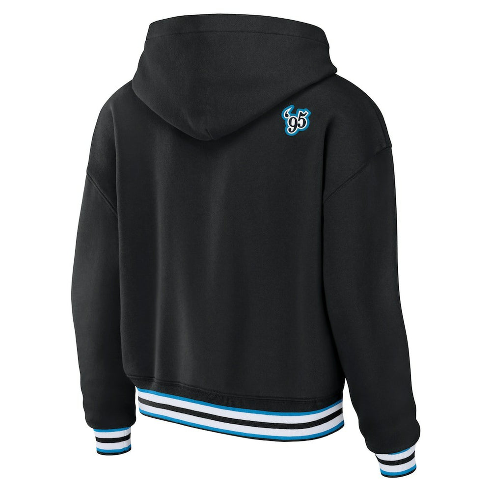 Carolina Panthers WEAR by Erin Andrews Women's Lace-Up Pullover Hoodie Black - NFL