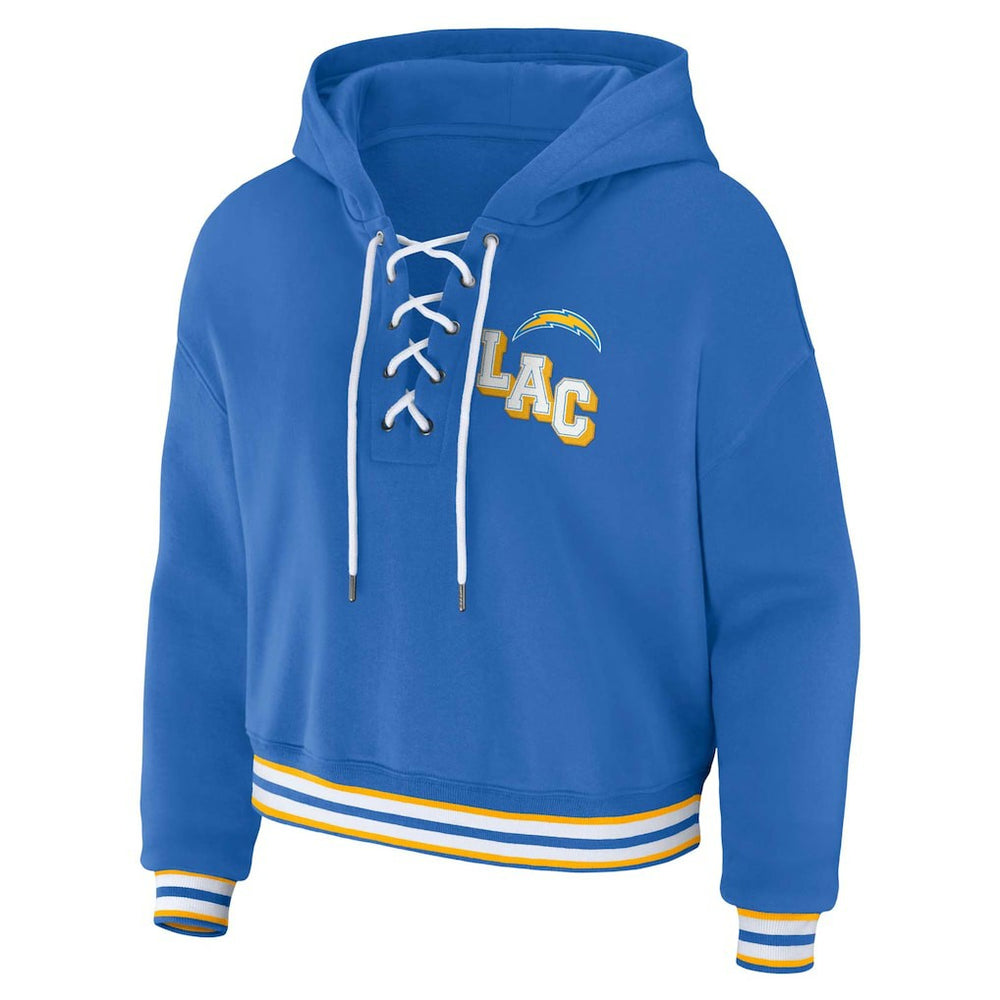 Los Angeles Chargers WEAR by Erin Andrews Women's Lace-Up Pullover Hoodie Powder Blue - NFL
