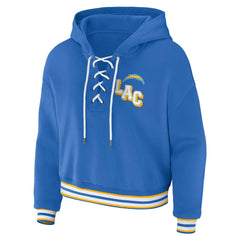 Los Angeles Chargers WEAR by Erin Andrews Women's Lace-Up Pullover Hoodie Powder Blue - NFL